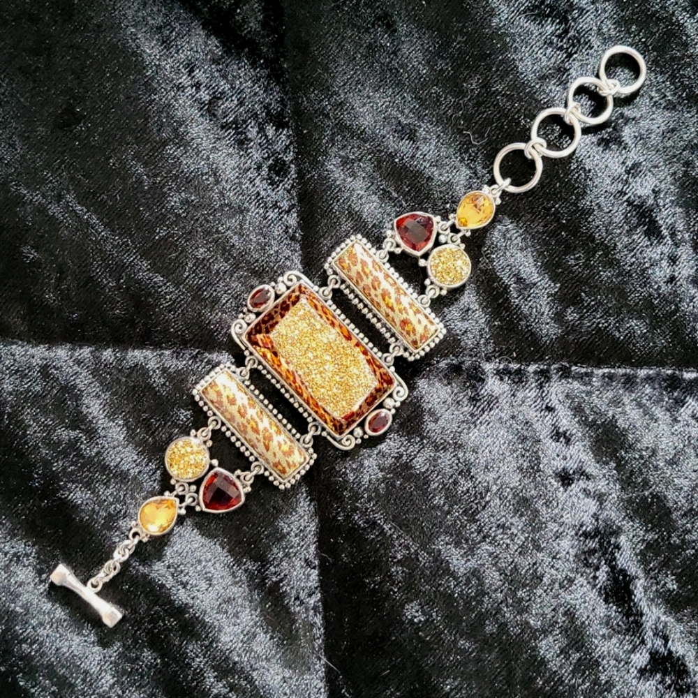 Sajen leopard/cheetah print druzy 925 sterling silver and gemstones.